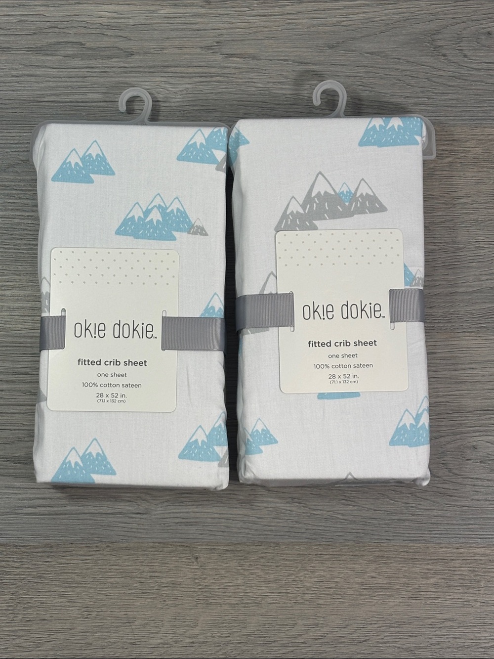 2 Okie Dokie White Mountains Fitted Crib Sheets 100% Cotton Sateen NEW